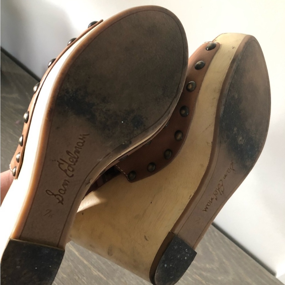 Sam Edelman Camilla Brown Wood Wedge Sandals - Picture 6 of 6